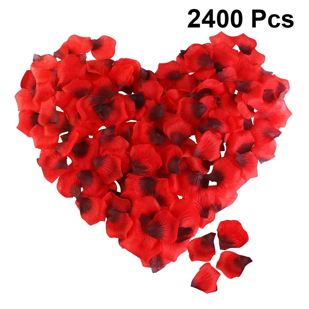 

2400pcs Simulate Rose Petal Fabric Artificial Flowers Petal Wedding Room Layout Supplies Decoration (Dark Red)