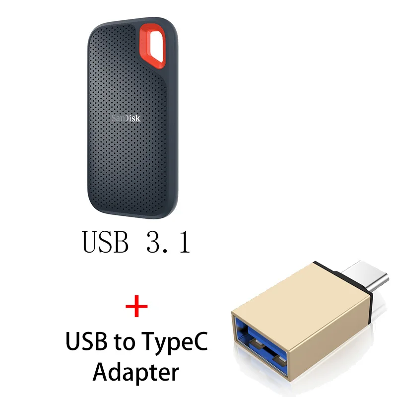 SanDisk Портативный внешний SSD 1 ТБ 500GB 550M внешний жесткий диск SSD USB 3,1 HD SSD жесткий диск 250GB твердотельный диск для ноутбука - Цвет: SSDE60 B