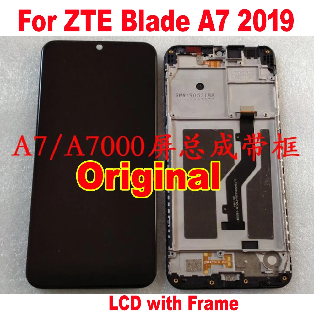 

Original LCD Display Touch Screen Digitizer Assembly Sensor + Frame For ZTE Blade A7 2019 2019RU A7000 SC9863A p963f02 Pantalla