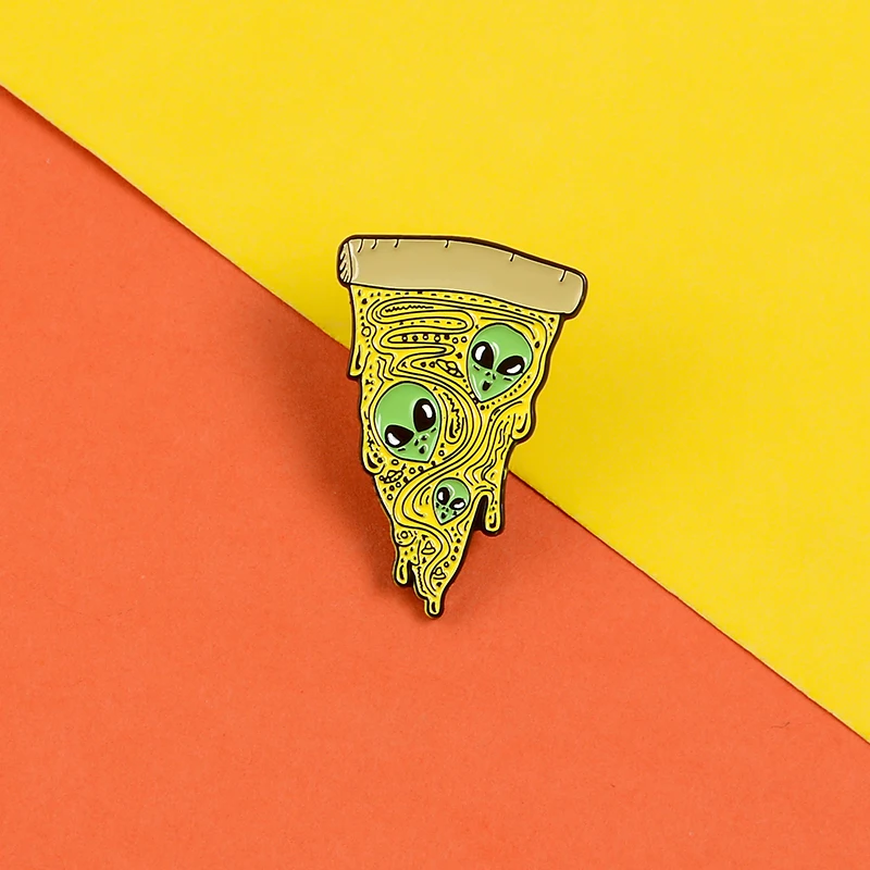 Брошь с эмалью Pizza Planet забавная Alien fillings космическая Вселенная UFO Meme ювелирный