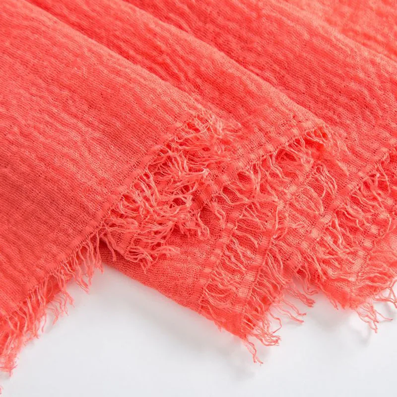

Pure Color Cotton Linen Crumpled Fashion Women's Scarf Sunscreen Multi-Function Shawl Short Beard Muslim Thin Light Scarf F50
