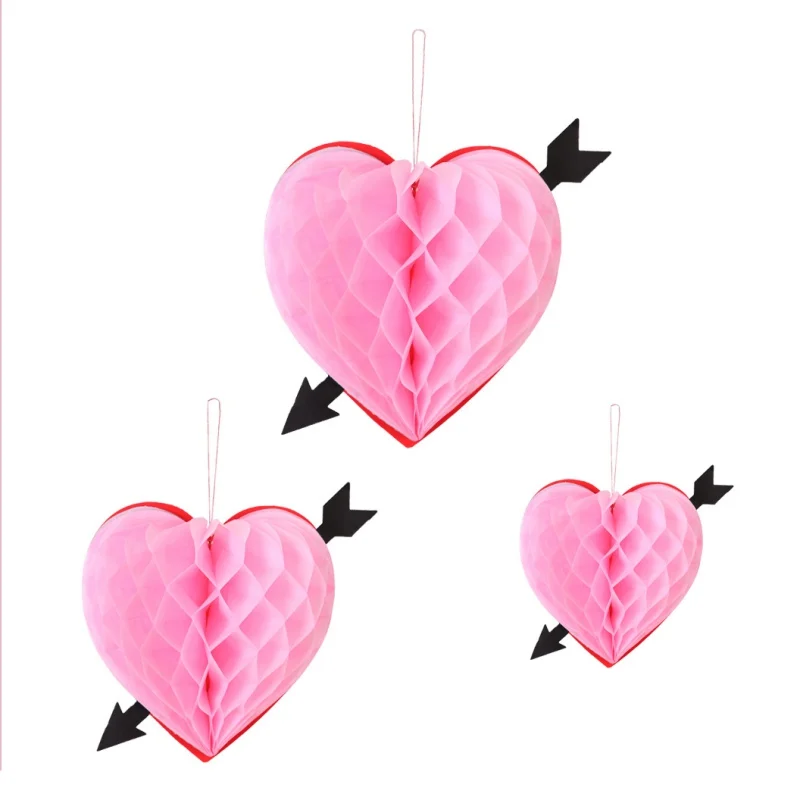 Шарик в форме сердца с Сотами украшения на День святого Валентина бумажные сотовые шарики фонари подвесное