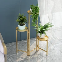 nordic golden iron floor mounted folding flower stand home decoration stable and rust proof green plant pot holder multicolor