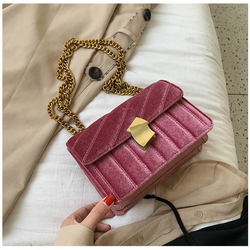 Женская Замшевая сумка через плечо модная брендовая маленькая квадратная