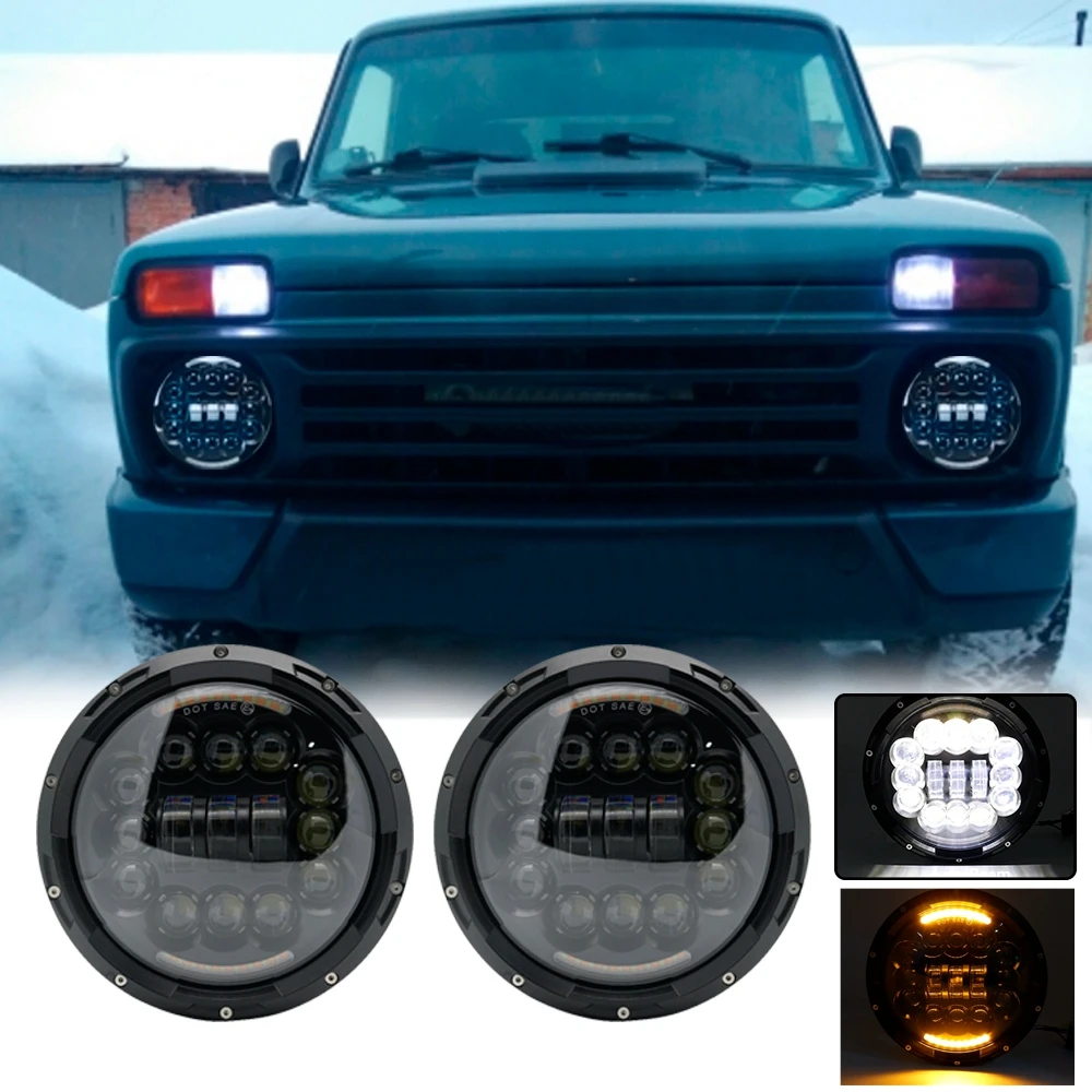 2x7 дюймов для Jeep JK Lada 4x4 Нива светодиодные фары DRL моторные лампы FREIGHTLINER Century SUV