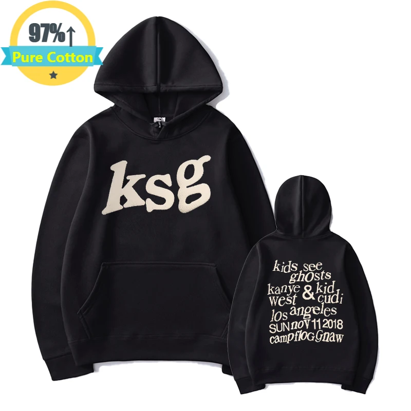 

2021 Casual Loose Hoodies Sweatshirt Mens Ksg Print Hip Hop Pullover Streetwear Tops Retro Male High Quality Hoody