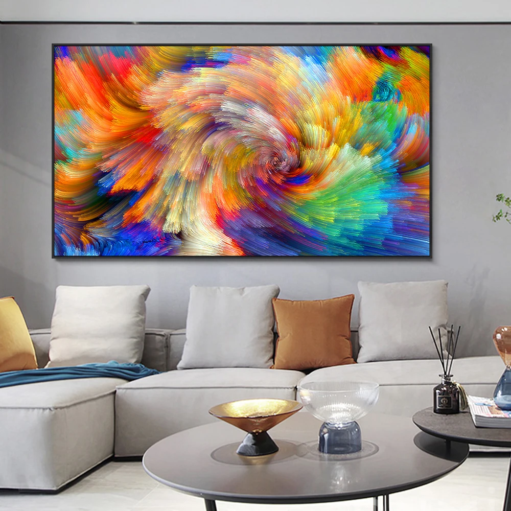 

Abstract Rainbow Color Splash Painting on Canvas Wall Pictures for Living Room Posters and Prints Modern Art Decor Home Cuadros