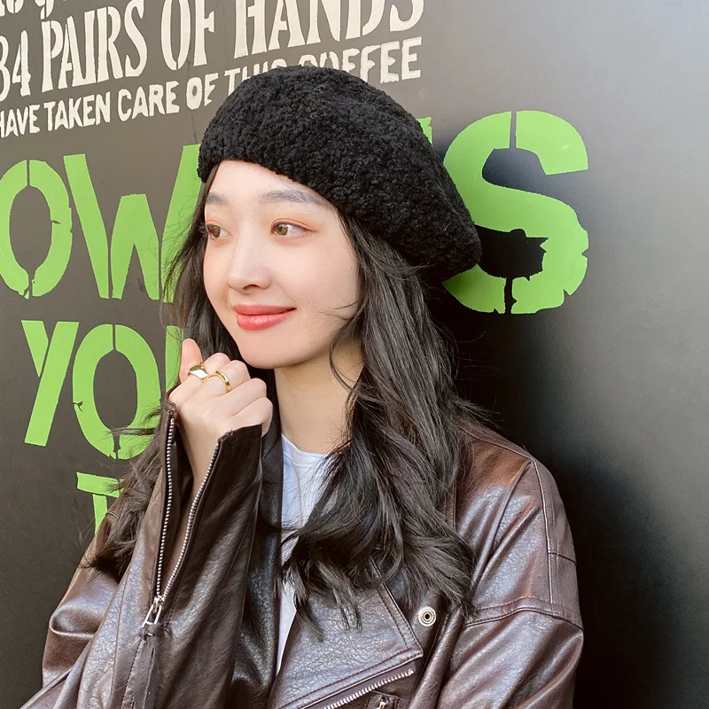 

Новинка Осень-зима, Женская однотонная Шапка-берет из чистой овечьей шерсти, Шапка-берет, универсальная восьмиугольная шапка в стиле ретро, ...