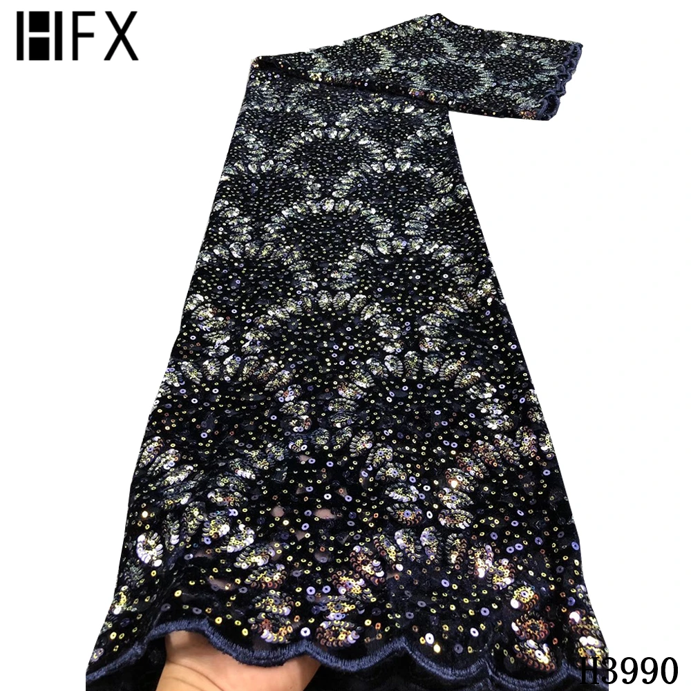 HFX зеленый 2021 Новое поступление бархат тюль кружева ткань последние в