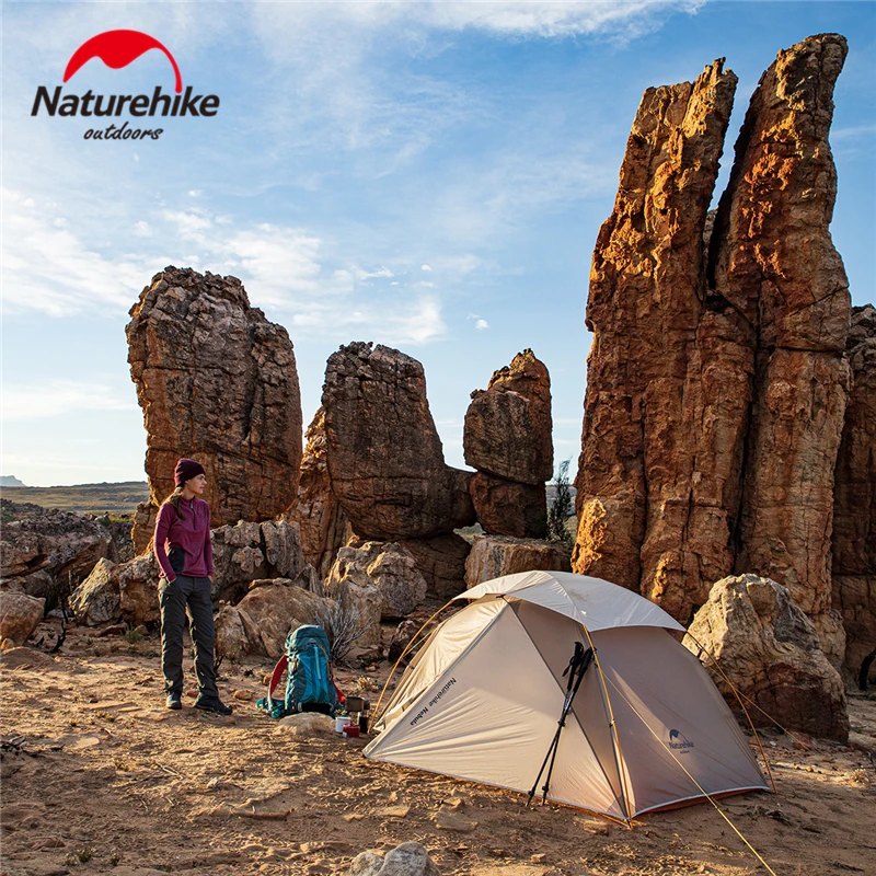 Online Naturehike Camping Zelt 2 Person Tragbare Ultraleicht Wasserdichte Camping Zelt 20D Nylon Doppel Schicht Outdoor Wandern Reise Zelt