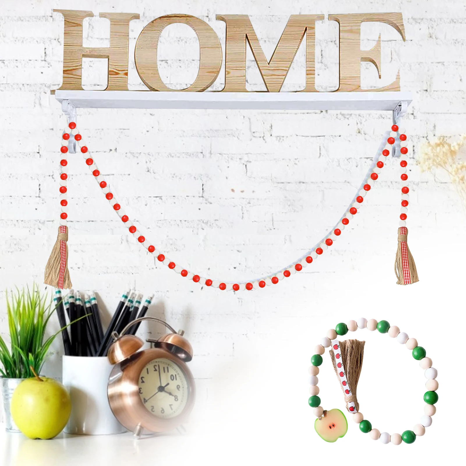 

Wooden Bead String Nordic Style Home Tassel Decoration appropriate