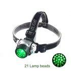 Портативный 21 светодиодный налобный фонарь зеленого светильник 4-режиме 3 Вт светильник мини Головной фонарь светильник для кемпинга