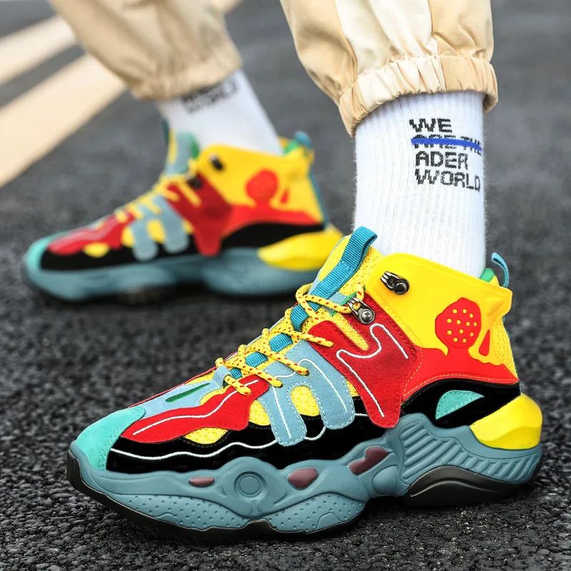 

Mens Chunky Sneakers Basket 2020 New Trend Fashion High Top Casual Shoes For Men Designer High Quality Trainers Homme Chaussure