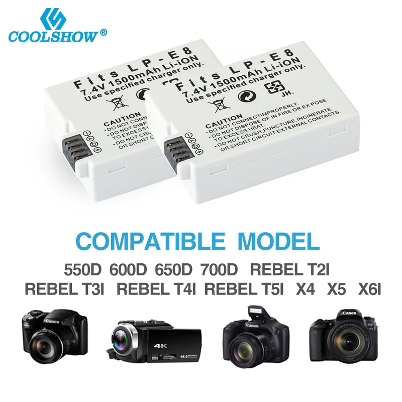 Аккумулятор E8 LPE8 LP-E8 мА · ч для камер Canon EOS 550D 600D 650D 700D X4 X5 X6i X7i T2i T4i T5i T3i Rebel |