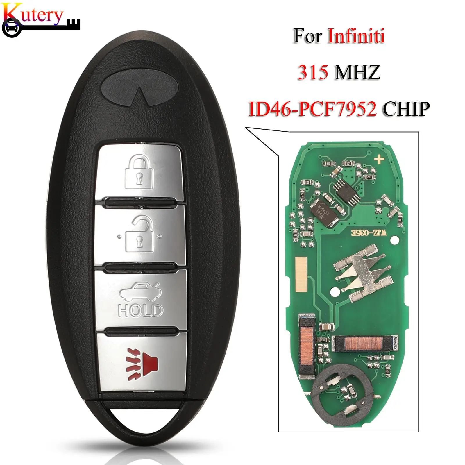 Jingyuqin Smart Remote Chiave Auto Per Infiniti FX35 FX50 G25 G35 G37 Q40 Q60 QX70 315Mhz ID46-PCF7952 Chip KR55WK49622 KR55WK48903