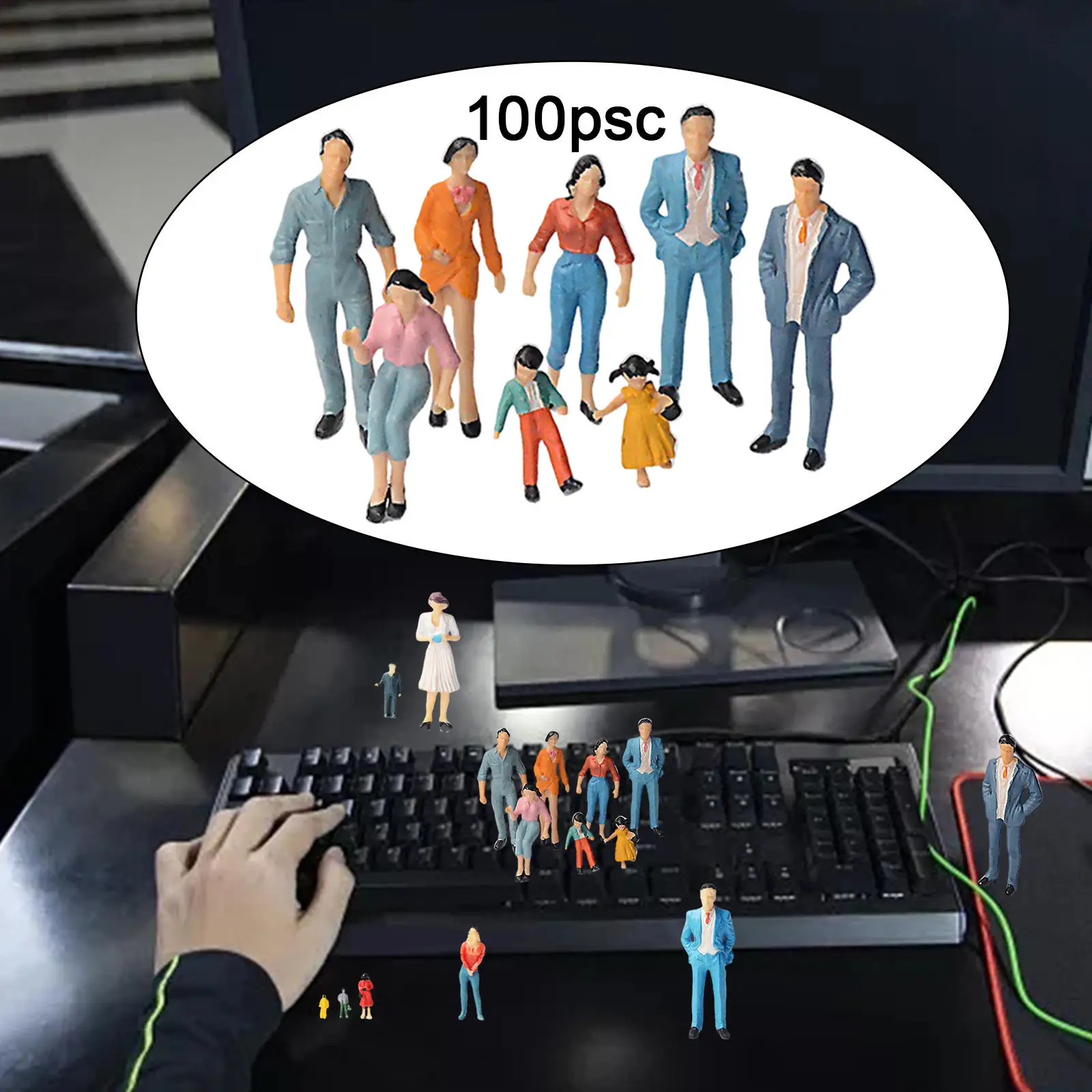 

Mini Painted Figures Scenery Sand Table Toys DIY Building Layout Assorted poses Tiny Dolls People Diorama Character Decorative