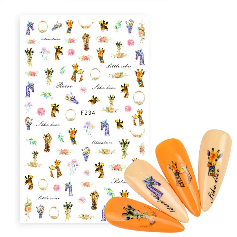 1 лист 3d-дизайн ногтей мультипликационные наклейки животных белка кролик еж