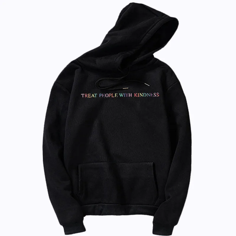 

Winter Casual Harry Styles Treat People With Kindness S-4XL Fashion Women Vintage Casual Punk Letter Hip Hop Hooded Sweatshirt