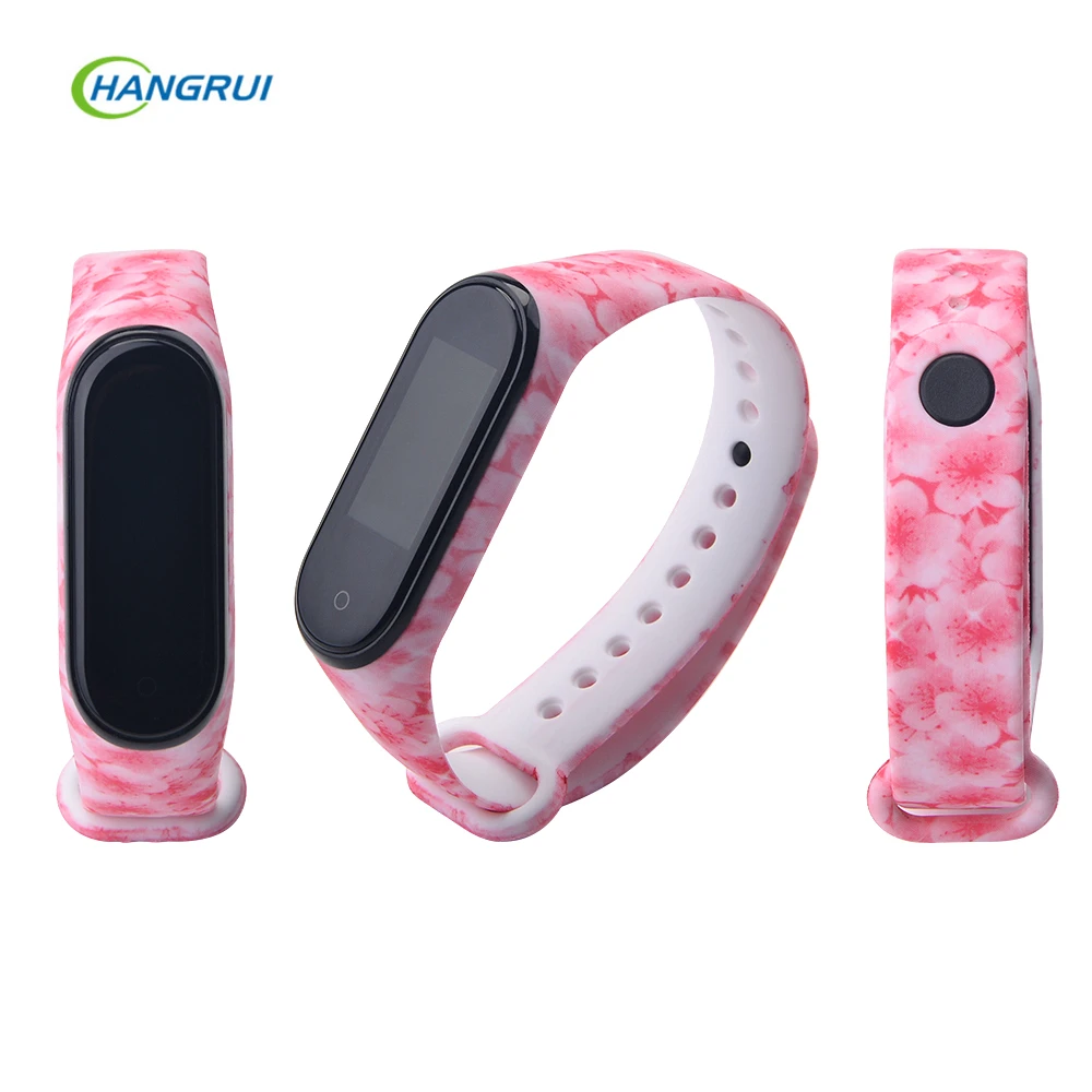 Pink Flower Для mi Band 3, 4, ремешок, ремешок для Xiaomi mi, ремешок 3, Сменные аксессуары, браслет для Xiao mi band 3, браслет - Цвет: Pink Flower