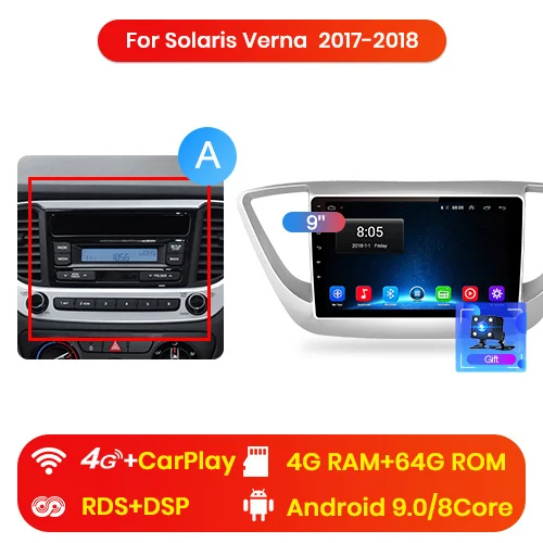 4G (4GB 64GB) A Junsun 2 г+ 32 Android 8,1 4 автомобиля радио мультимедиа видео плеер gps навигации для hyundai Verna din головное устройство нет dvd - Цвет: 4G (4GB 64GB) A