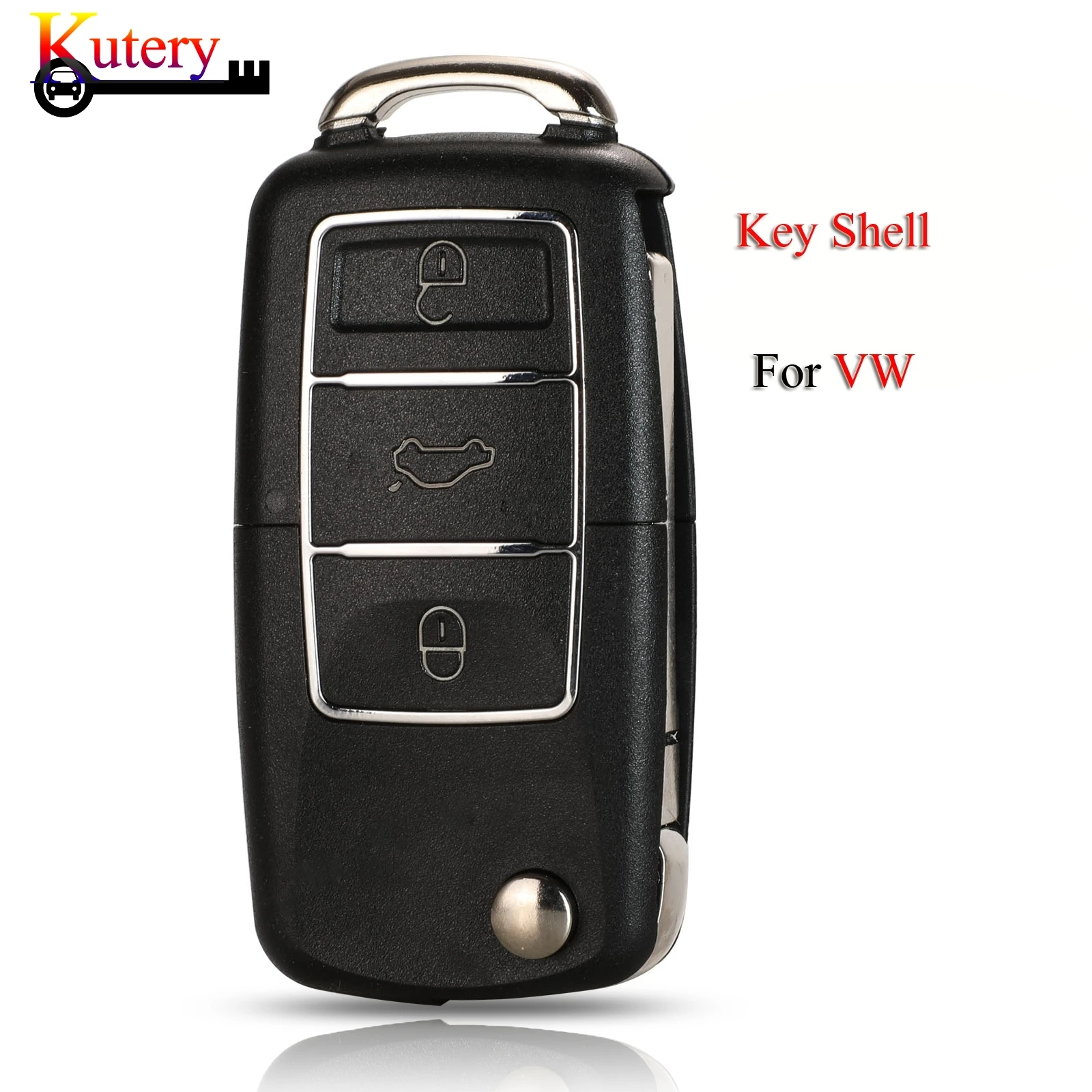 

jingyuqin 10pcs/Lot Folding Remote Key Shell For VW Volkswagen 3Buttons Key Case Cover With/No Battery Holder HU66 Blade