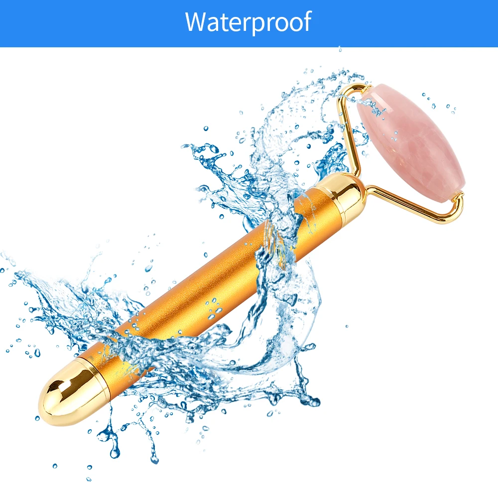 

3 In 1 Electric Vibrating Natural Rose Quartz Jade Roller Face Lifting Eye Skin Tighten Dark Circle Removal Beauty Massager Tool