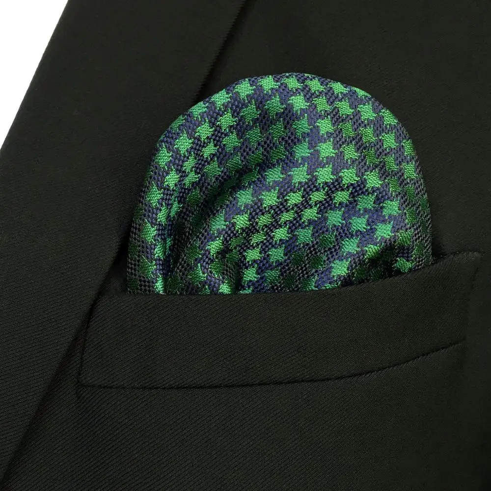 FH24 зеленого и синего цвета с рисунком гусиные лапки мужской карманный квадратный