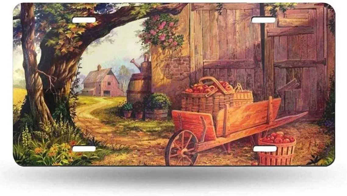 

yunsu Rural Farm Fall Harvest Thanksgiving Happy License Plate,car Decor Personalise Tag,Novelty Car Front License Plate Metal