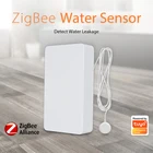 Домашняя сигнализация Tuya Zigbee, детектор утечки воды, датчик обнаружения протечек, система оповещения об переполнении