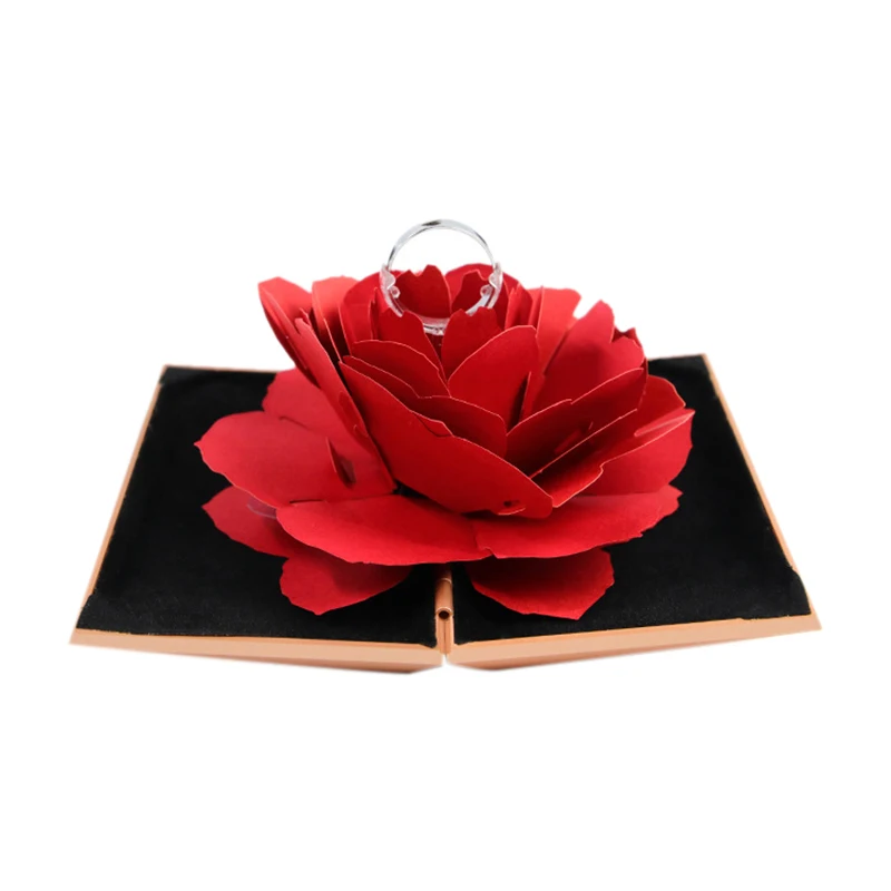 3D элегантная коробка для колец обручальное кольцо розы подарочные коробки