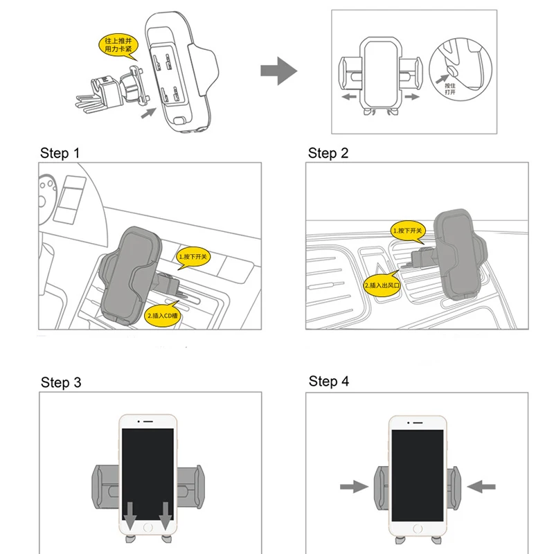 

Car Air Vent Phone Holder CD Slot Mount Stand For iphone 7 xs x 8 plus xiaomi pocophone f1 oppo Universal Telephone Accessories