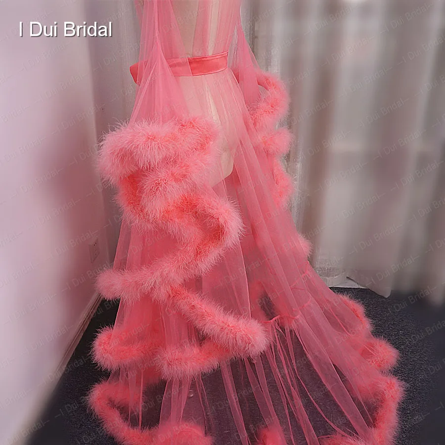 Женский фатиновый шарф с длинным рукавом желтое Прозрачное платье перьями для