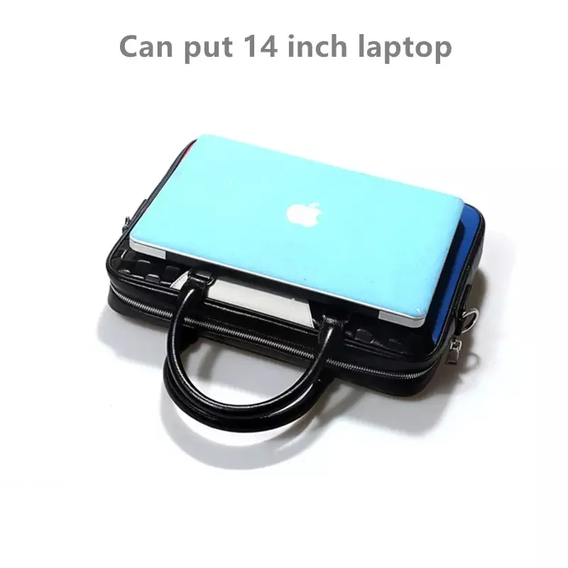 Men's 14 inch Laptop Briefcases Fashion Women's Genuine Leather Handbags Luxury Business Shoulder Messenger Bag Crossbody Bags