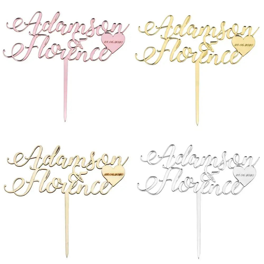 Персонализированный Выгравированный свадебный торт Топпер акриловая