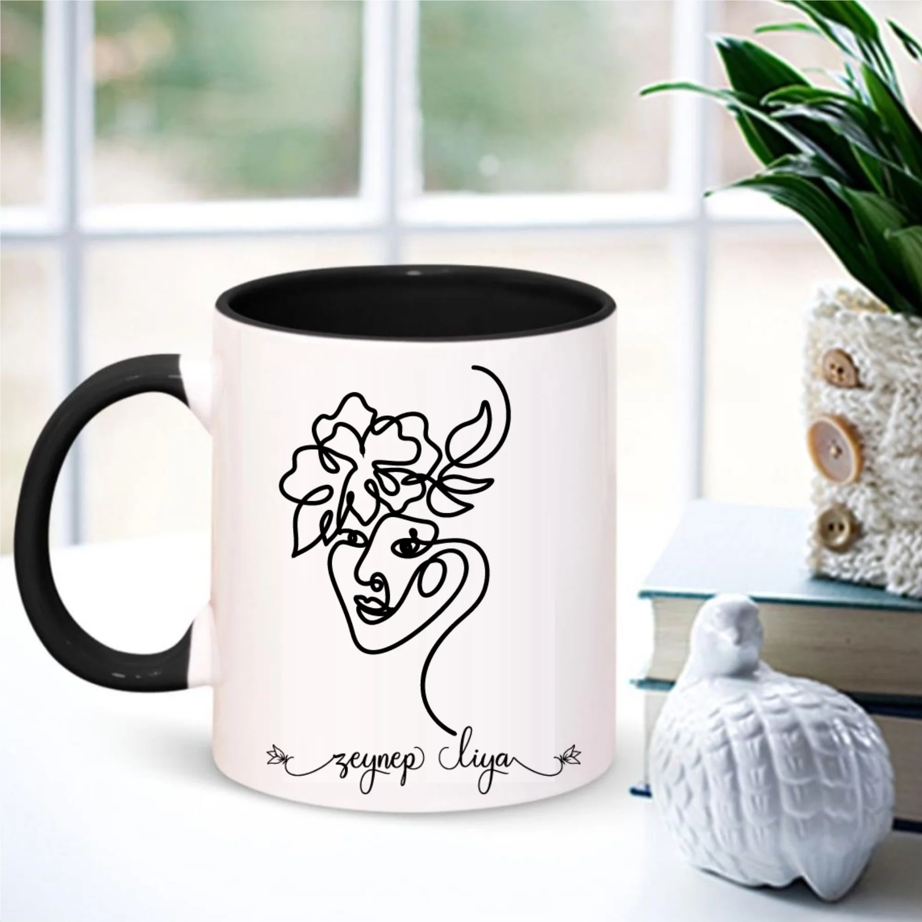 

Personalized Abstract Faces In and Pull Black Mug-5