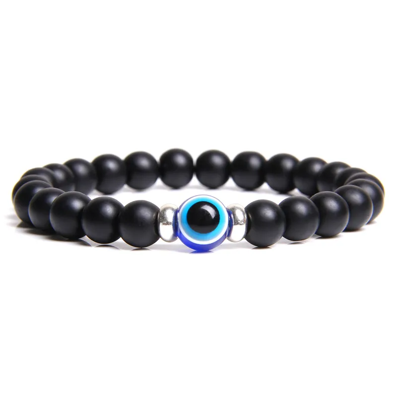 2019 браслет evil eye Homme браслеты мужские на запястье черный Природный лавовый камень
