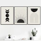 Картины на холсте с изображением солнца, абстрактные линии, художественный принт, Постер Луны среднего века, настенные принты в стиле бохо для украшения гостиной