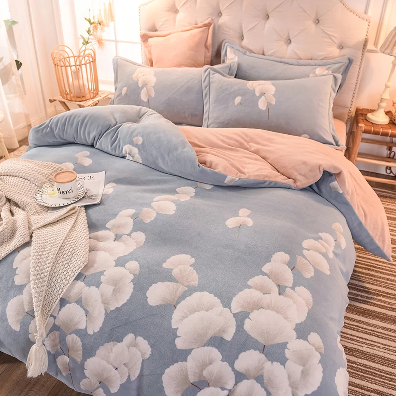 

Winter Cotton Bedding Set Soft Simple Conforter Bed Cover Bed Sheets Pillowcases Bedding Set Ropa De Cama Home Textile DB60CD