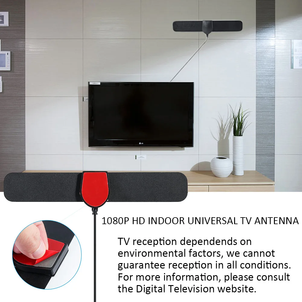 

1080P HD Indoor Universal TV Antenna DVB-T2 ATSC 25Miles Digital Amplifier Aerial Indoor Digital TV Antenna
