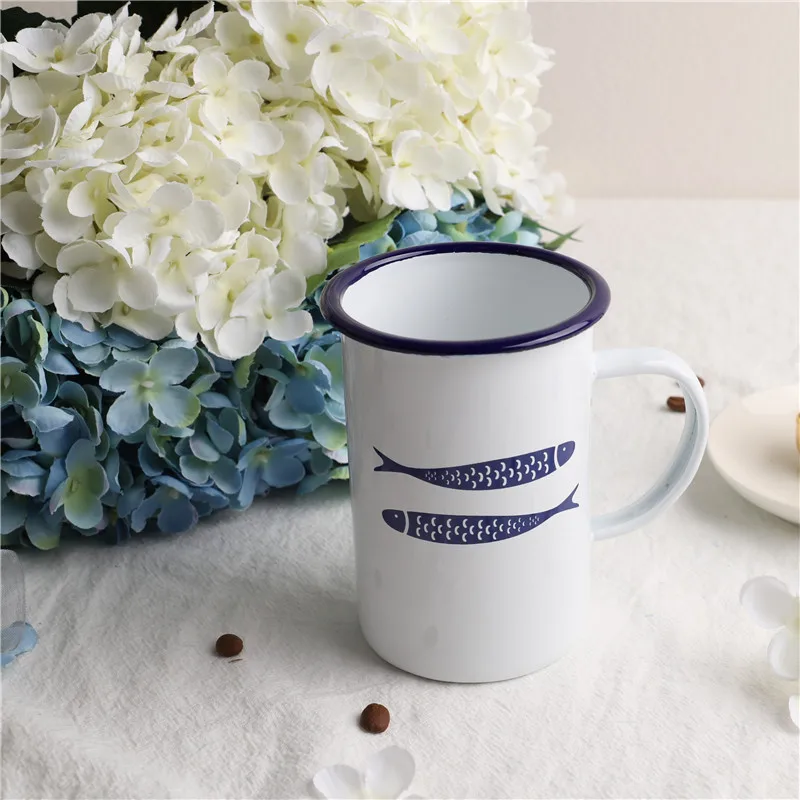 Стакан для пива синяя деревянная эмалированная чашка молока с высоким горлышком