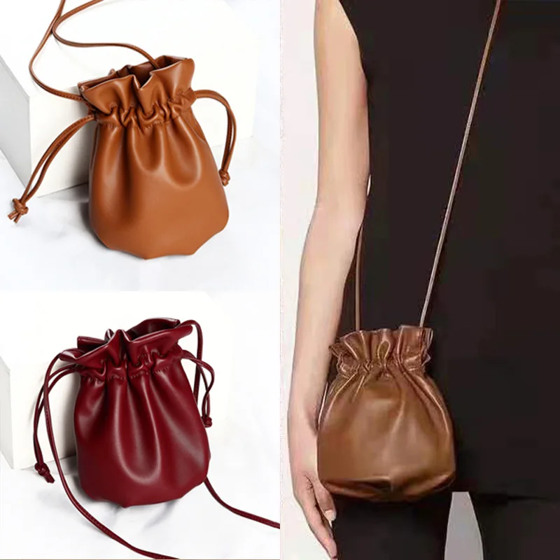 Женская сумка мешок через плечо из натуральной кожи от известного дизайнера