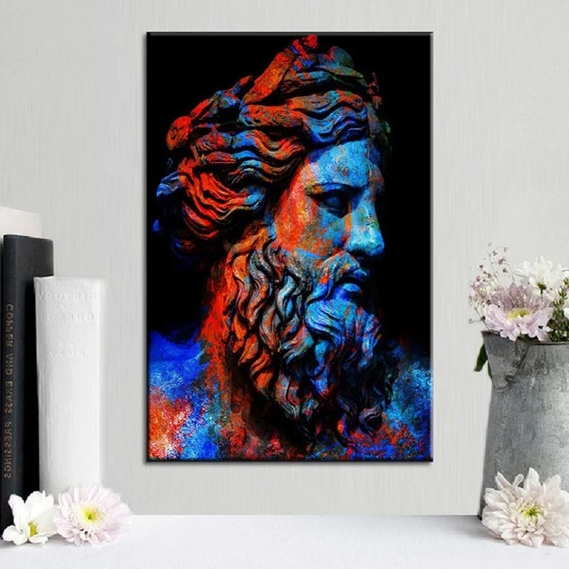 Greek Mythology Watercolor Sculpture Zeus Print Canvas Wall Art Posters and Prints for Living Room Decoration Painting |