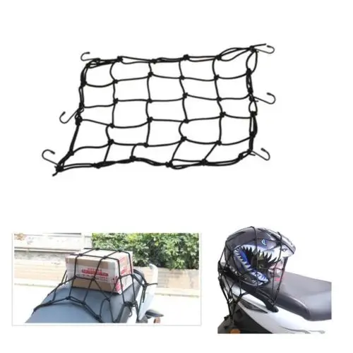 

TCMT 3 color Option New Motorbike Motorcycle Helmet Bungee Luggage Cargo 6 Hooks Net Hold Down 40x40cm