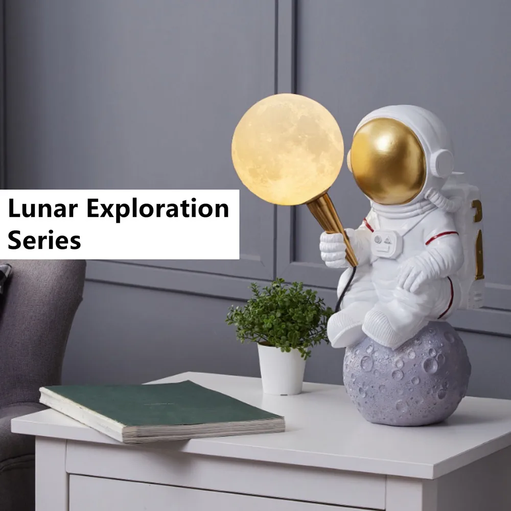 

Astronaut Moon Wall Light Creative Space Table Lamp Resin Art Craft Decoration Statue Astronaut 3D Moon Night Light Home Decor