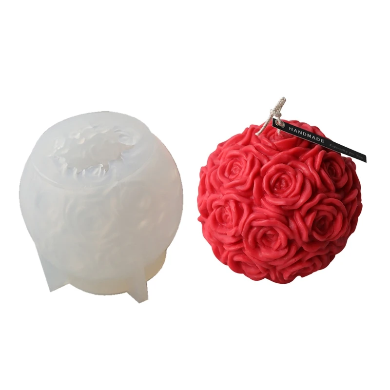 

DIY 3D Rose Ball Candle Mold Soap Mold Flower Silicone Mold Candle Resin Making