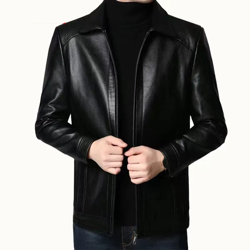 2020 New Autumn Winter Men Leather Jacket Stand Collar Plus Velvet Thick Warm Leather Jacket Men Social Mens Jackets images - 6