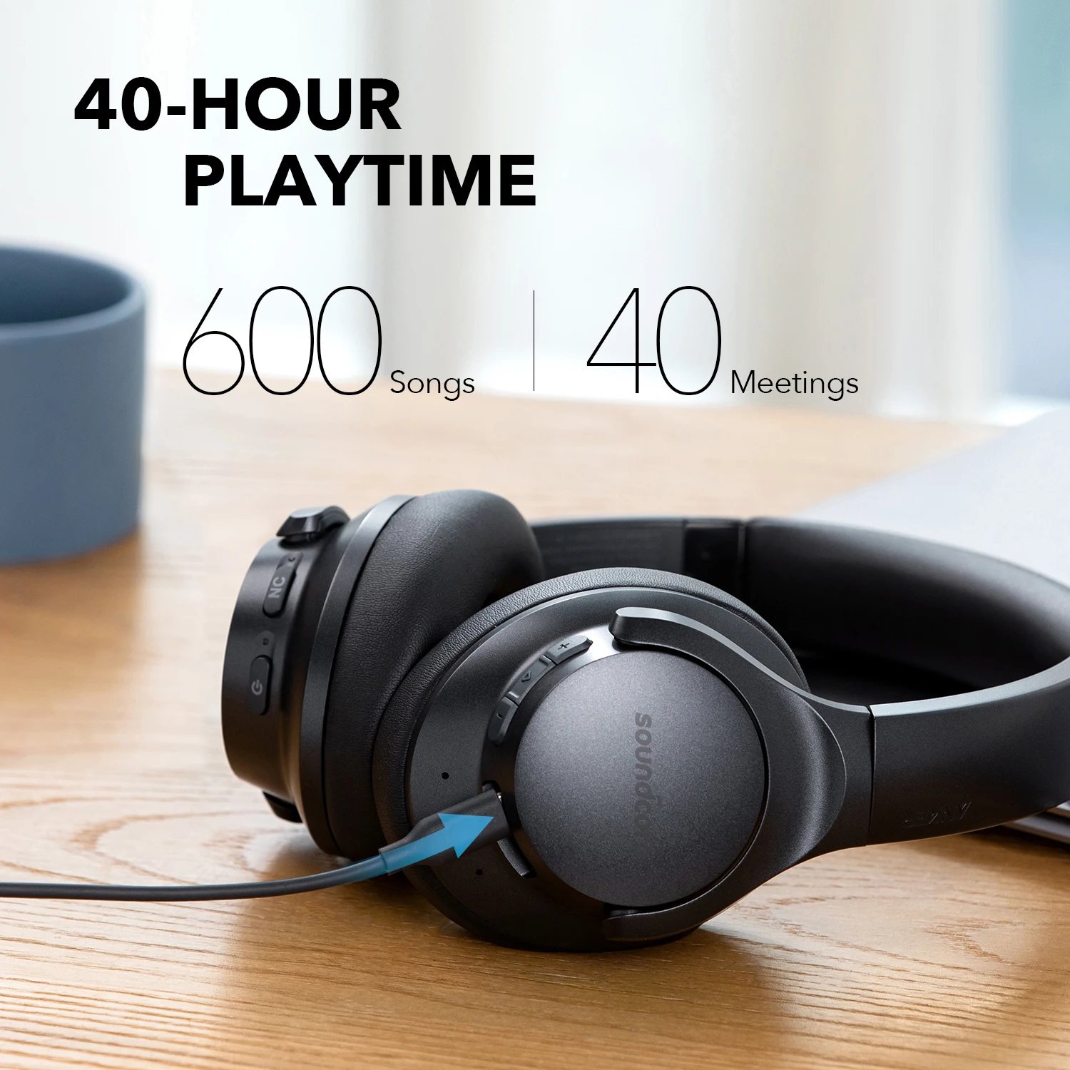 Наушники Soundcore от Anker Life Q20 + активное шумоподавление 40 часов воспроизведения звук
