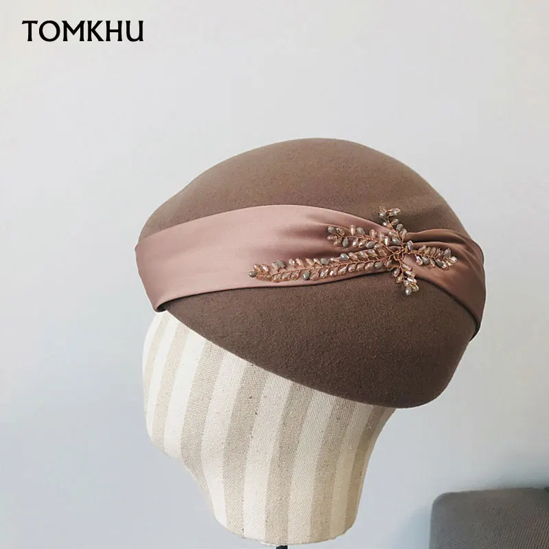

100% Wool Felt Cloche Winter Hat for Women Retro Berets Fedora Hat Female Church Derby Party Fashion Collapsible Soft Warm Hats