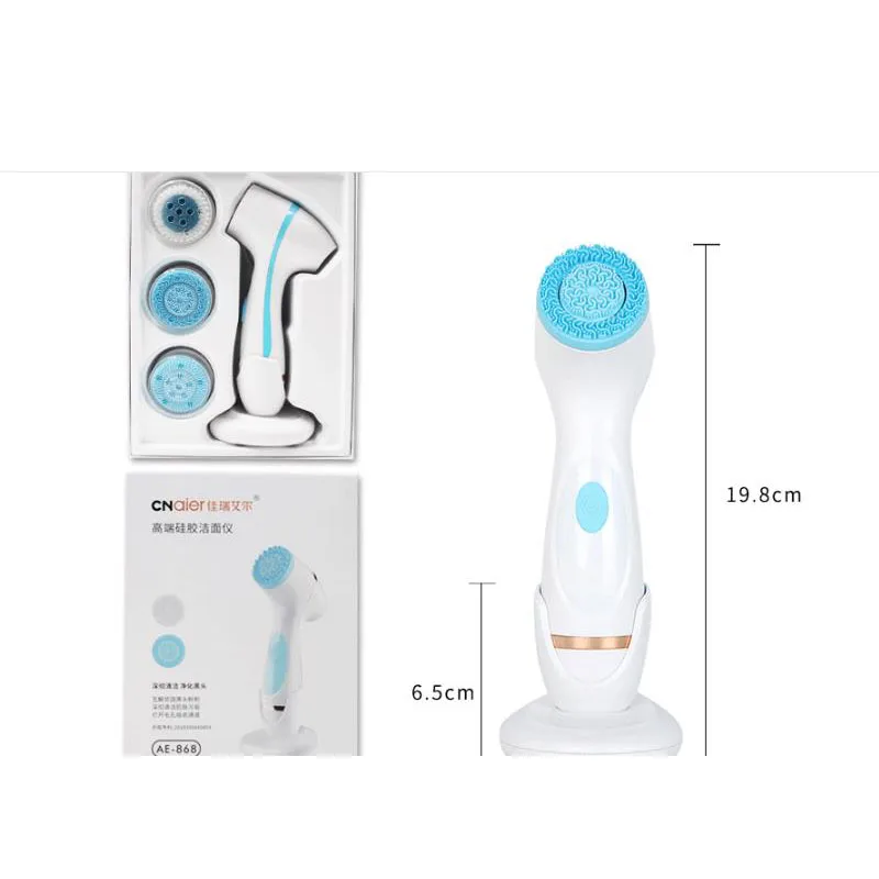 Goede Gezicht Cleaner Siliconen Reiniging Apparaat Ultrasone Elektrische Gezicht Wasmachine Porie Schoner Massage Schoonheid Apparaat 3 Opzetborstel Droge Beslag