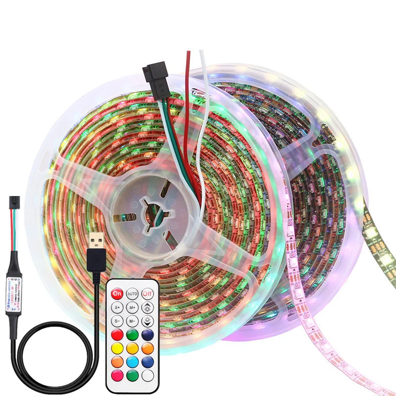 WS2812B Светодиодная лента индивидуально Адресуемая умная RGB с USB 21 клавишами RF